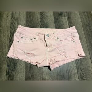 American Eagle Outfitters Light Pink Distressed Jean Shorts